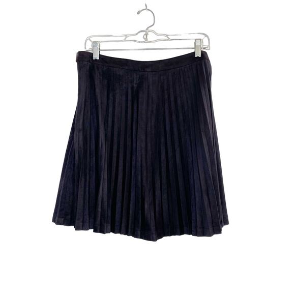 Oasis Black Faux Suede Pleated Midi Skirt US 10 Medium M - Picture 9 of 13
